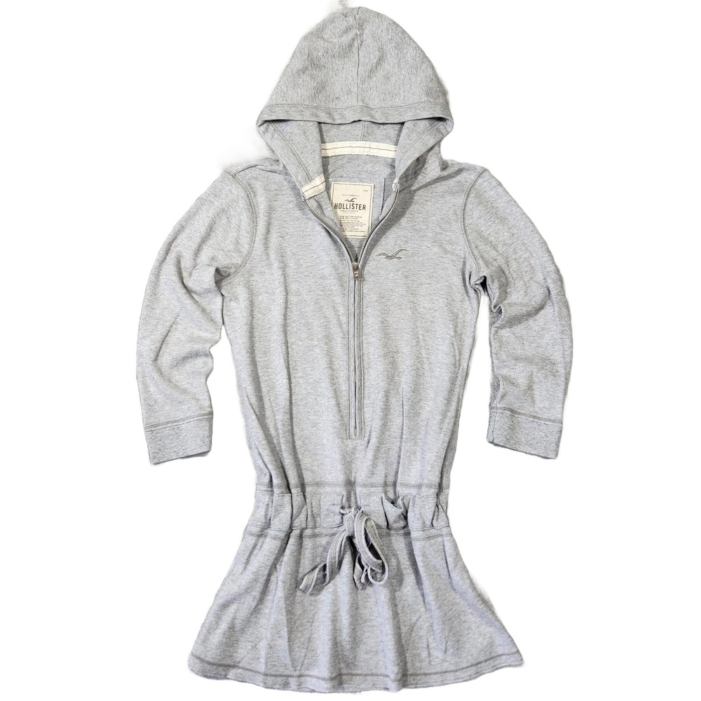 Y2k Hollister‎ Sweater Womens L Gray Full Zip Drawstring Waist 2000s Bratz Beach
